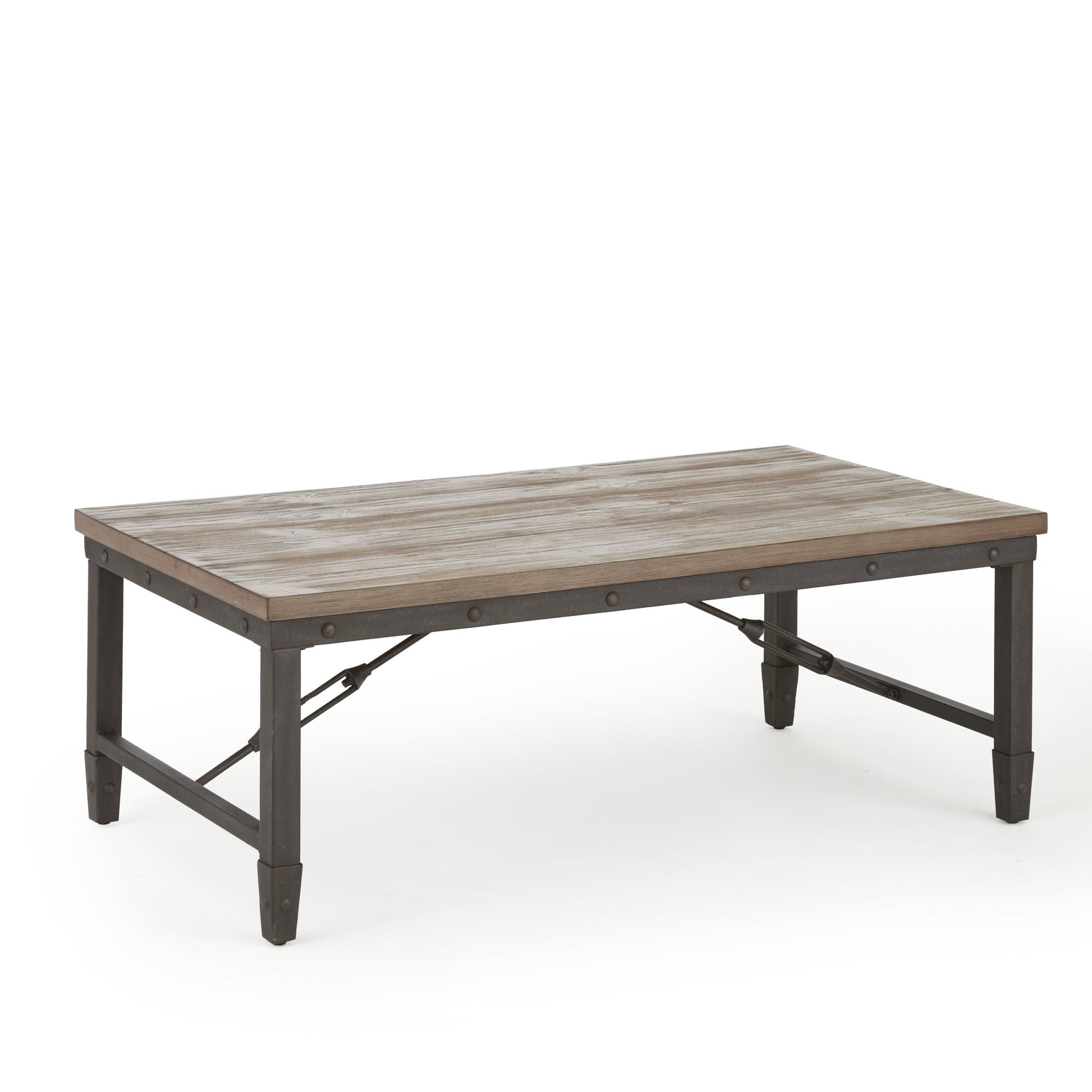 Steve Silver Jersey Rustic Industrial 48" Wood Coffee Table, Tobacco Brown
