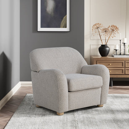 Studio Living Genifer Modern Arm Chair, Pebble Gray Boucle Fabric