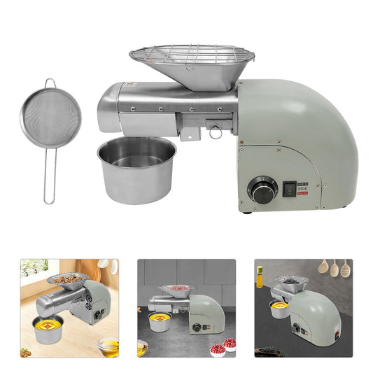 TFCFL Electric Peanut Sesame Oil Extraction Machine Tabletop Oil Press Machine Hot & Cold Oil Expeller 1250W