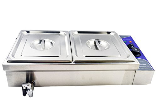 Techtongda 2 Pot 110V Food Warmer Steam Cooking Warming Equipment Home Restaurant Steam Table