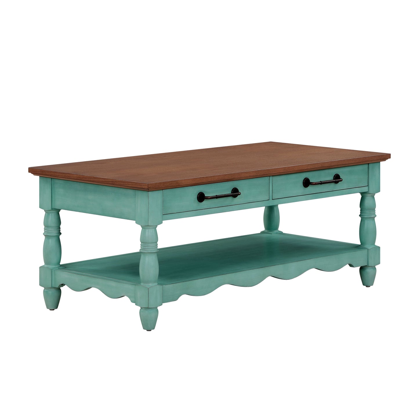 The Pioneer Woman Helen Coffee Table Made With Solid Wood Frame, Teal