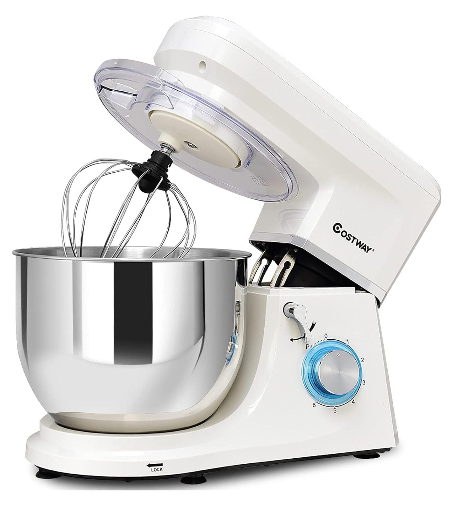 TiaGOC Professional Stand Mixer, 7.5QT 660W Tilt-Head Food Mixer, Multifunctional Kitchen Electric Food Dough Mixer 6 Speed W/ Dough Hook, Whisk, Beater & Guard (White)
