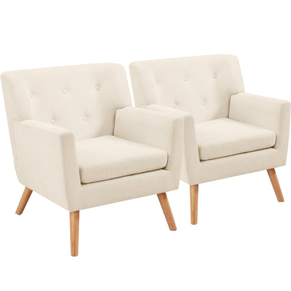 TrumanPick Mid-Century Accent Chair Single Sofa Reading Chairs Comfy Arm Chair Living Room Lounge Chiar, Beige