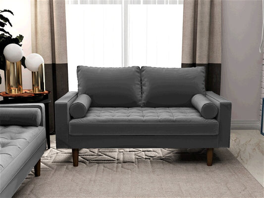 US Pride Furniture Mac 58'' Square Arm Velvet Loveseat for Living Room, Gray