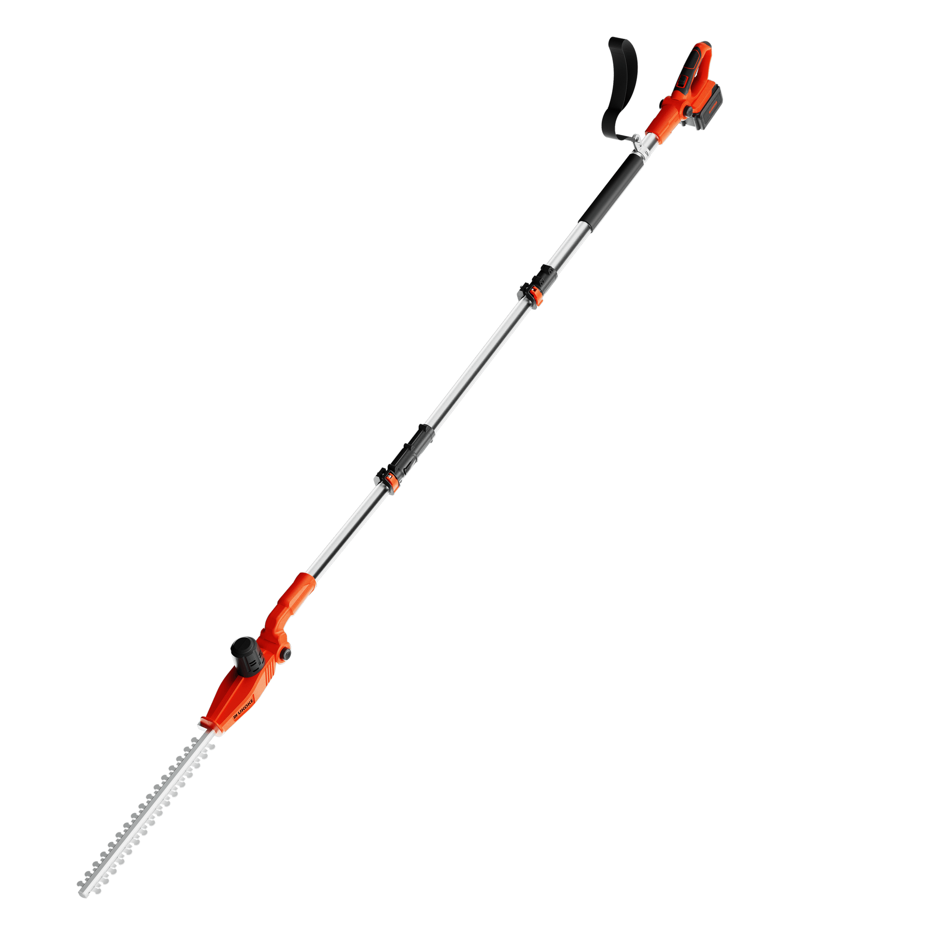 Ukoke 40V Cordless Pole Hedge Trimmer - 18-Inch Dual-Action Blades, Adjustable Head Angle, 3-Position Pivot Head, 0.8-Inch Cutting Capacity (Battery and Charger Included)