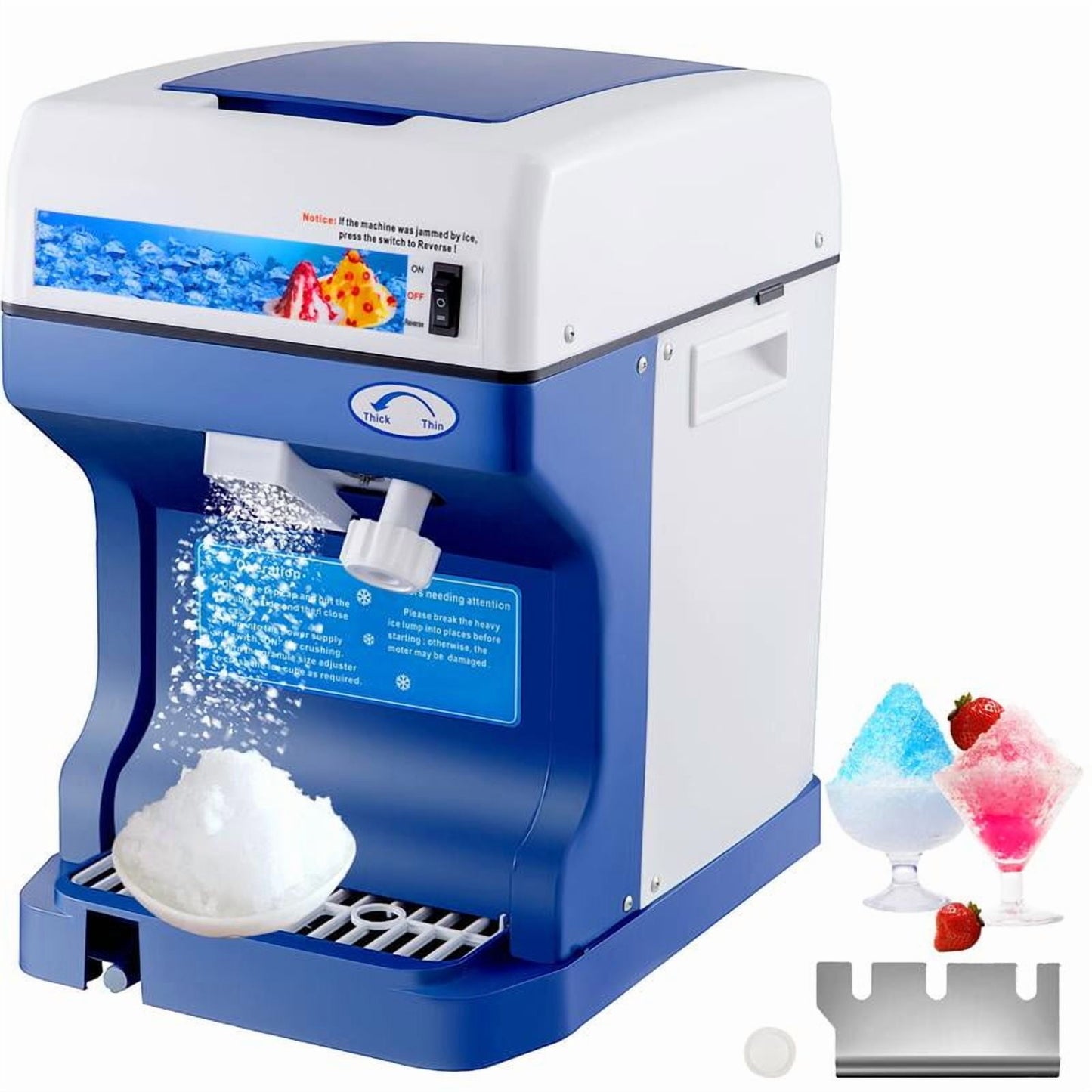 VEVOR 110V Electric Shaved Ice Machine 250W Snow Cone Maker Tabletop with Adjustable Ice Texture, Ice Shaving Machine 265LBs/hr for Home and Commerical Use