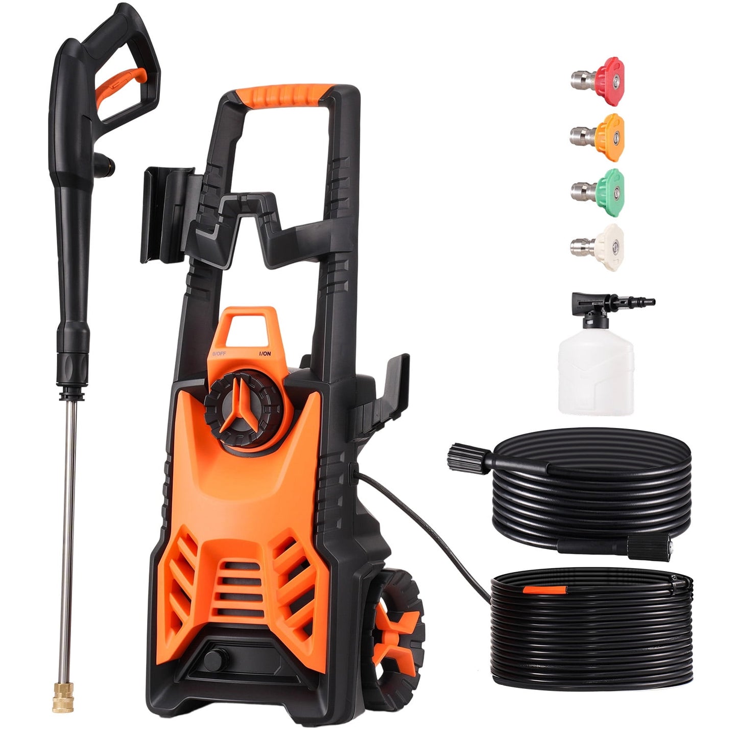 VEVOR Electric Pressure Washer, 4500 PSI Max 3.2 GPM Power Washer with 26 ft Hose, 4 Quick-Connect Nozzles and Foam Cannon, Suitable for Cars, Fences, Driveways, Patios