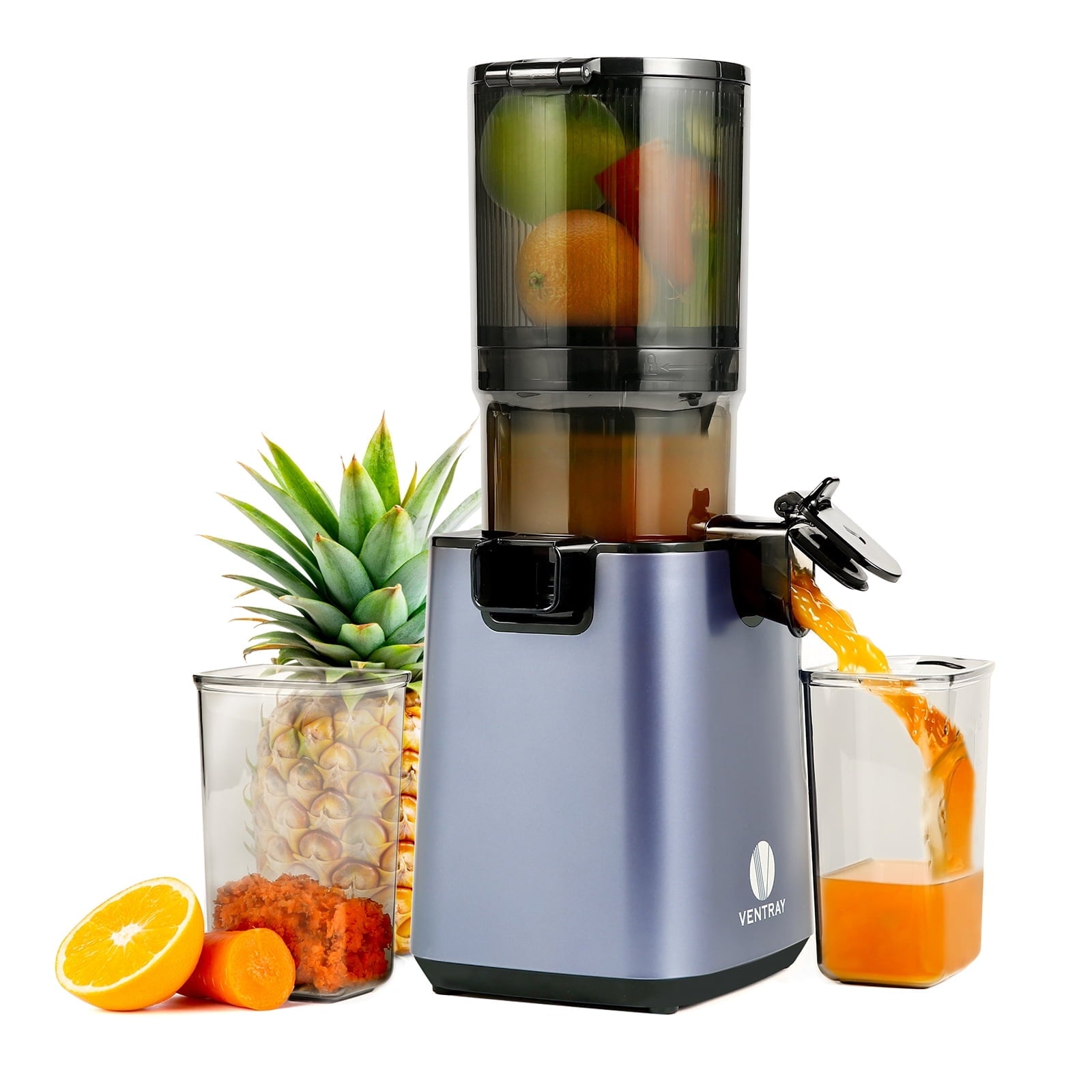 Ventray Cold Press Juicer, Juicer Machine with 5.1 Inch Feed Chute, 250W Power Masticating Juicer - Purple