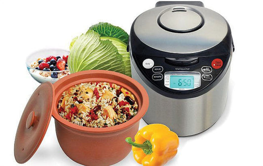 VitaClay Smart Organic Multi-Cooker - A Rice Cooker, A Slow Cooker, A Digital Steamer, Plus A Bonus Yogurt Maker (6 cup / 3 Qt)