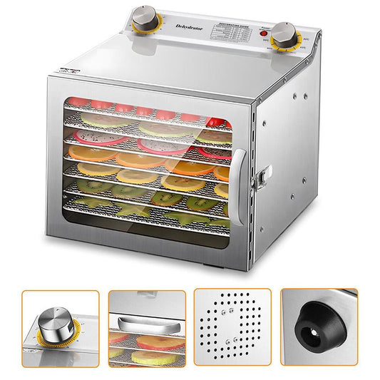 WAASOSCON Jerky Dehydrator | 8 Trays Stainless Steel Jerky Dryer | 86-194℉ Temperature Control 110V Electric Food Preserver for Fruit, Vegetable, Flowers, Yogurt
