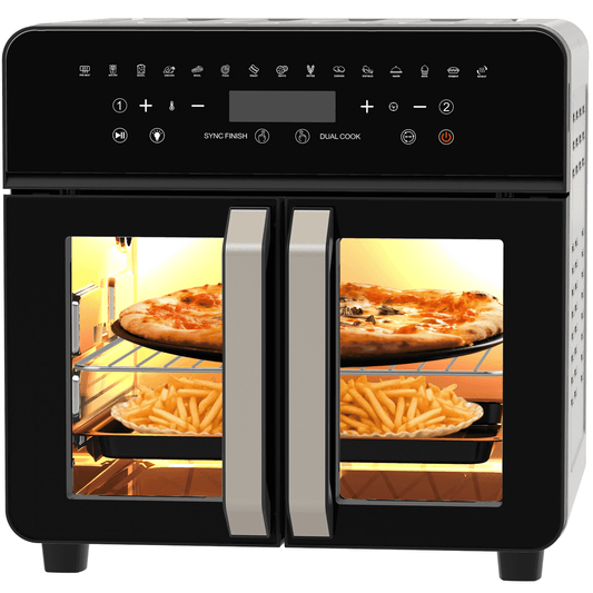 Air Fryer Toaster Oven Combo, 24 QT Fench Door Countertop Toaster Oven, 360 Degree Air Flow, 15 Cooking Functions, Digital Controls, 13 Accessories Included, Stainless Steel Finish