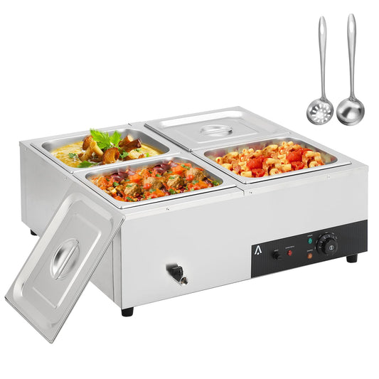 Yeshouse 4-Pan Stainless Steel Buffet Warmer - Adjustable 86-185°F Temp Control, Ideal for Catering Events