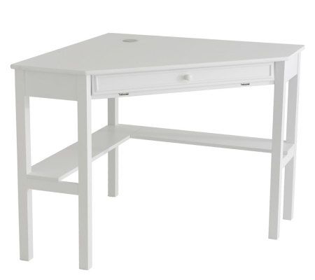 Lawrence Corner Desk with Keyboard Drawer - White Finish