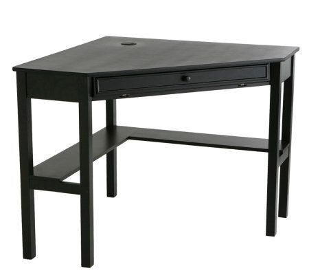 Lawrence Black Finish Corner Desk with KeyboardDrawer