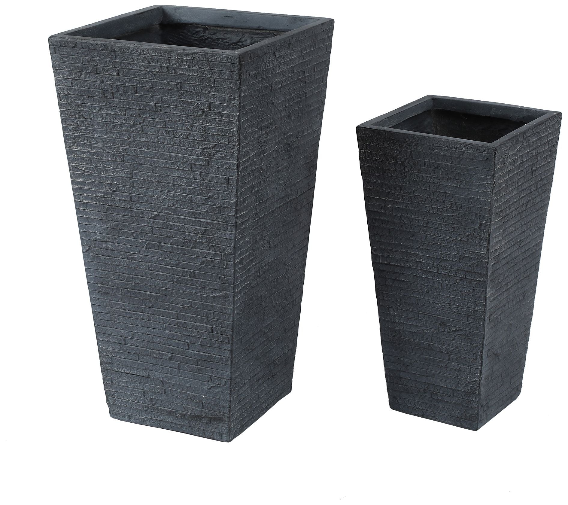 LuxenHome 2-Piece Gray Tall Tapered Square MgOPlanter