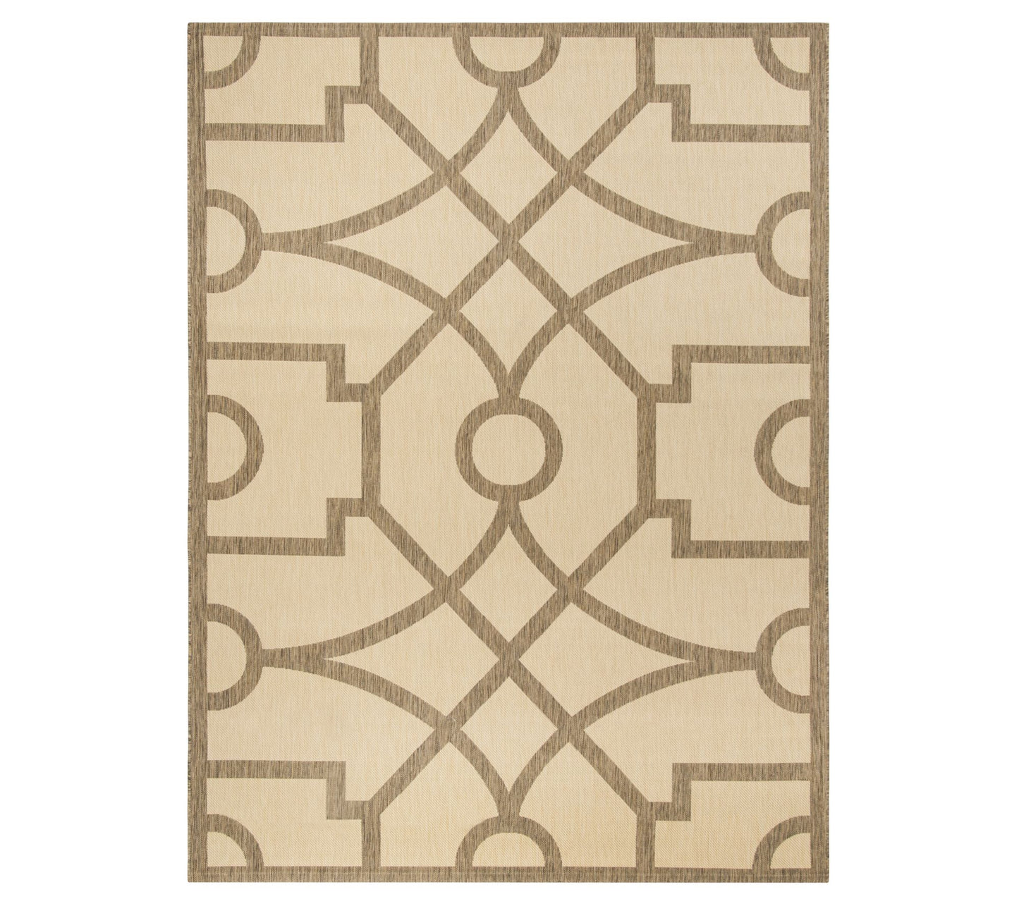 Martha Stewart Outdoor Fretwork Dark Beige 6'7"x 9'6" Rug