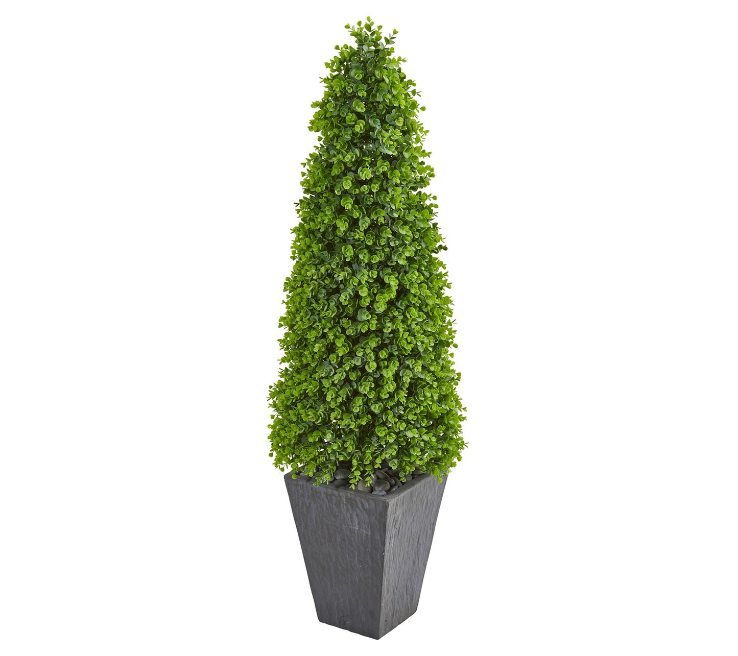 57in.  Eucalyptus Topiary in Slate Planter (Indoor/Outdoor)