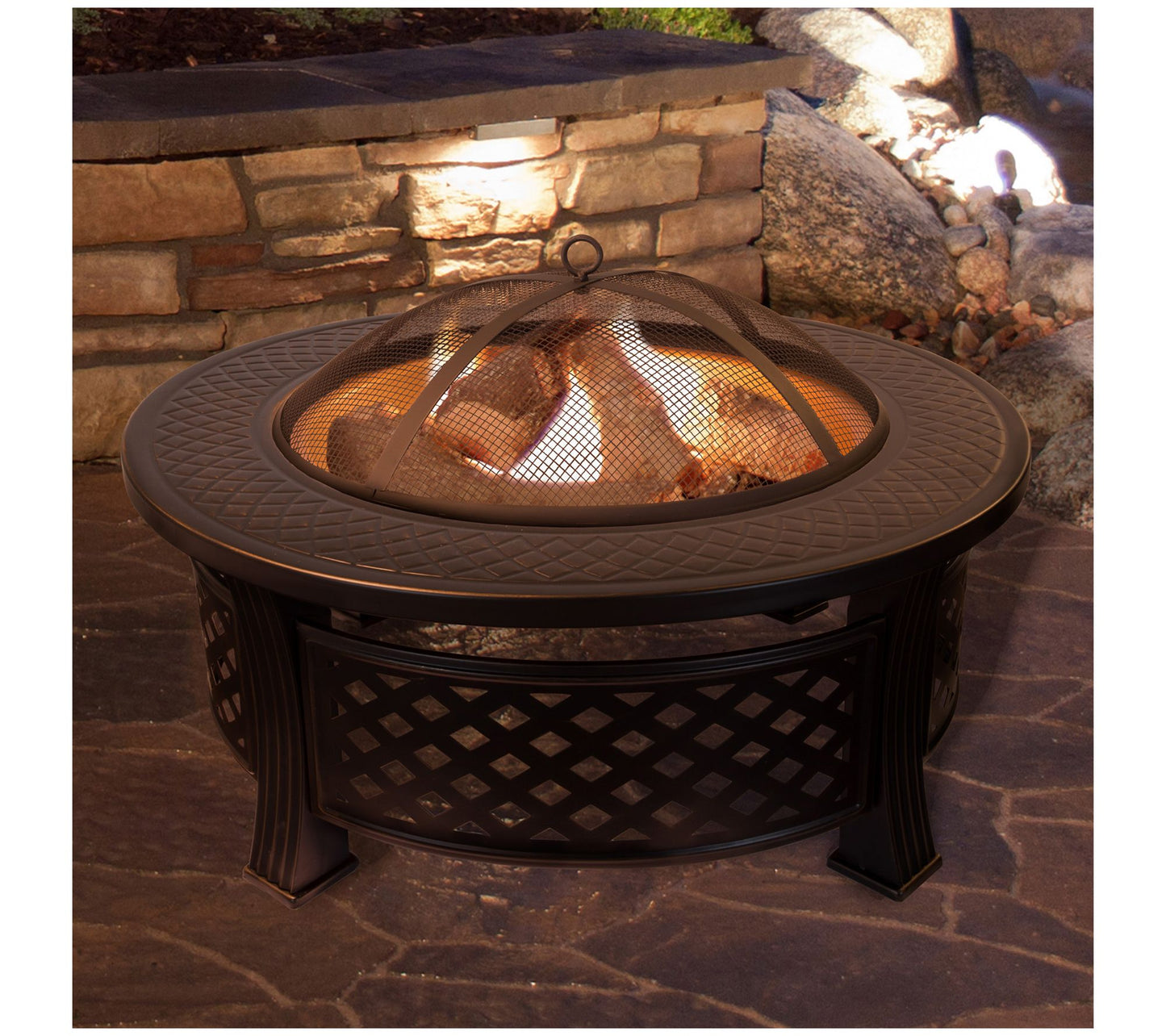 Nature Spring 32" Round Fire Pit- Steel Patio R ing