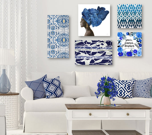 Courtside Market Boho Blue Indigo 5-Piece Canvas Set