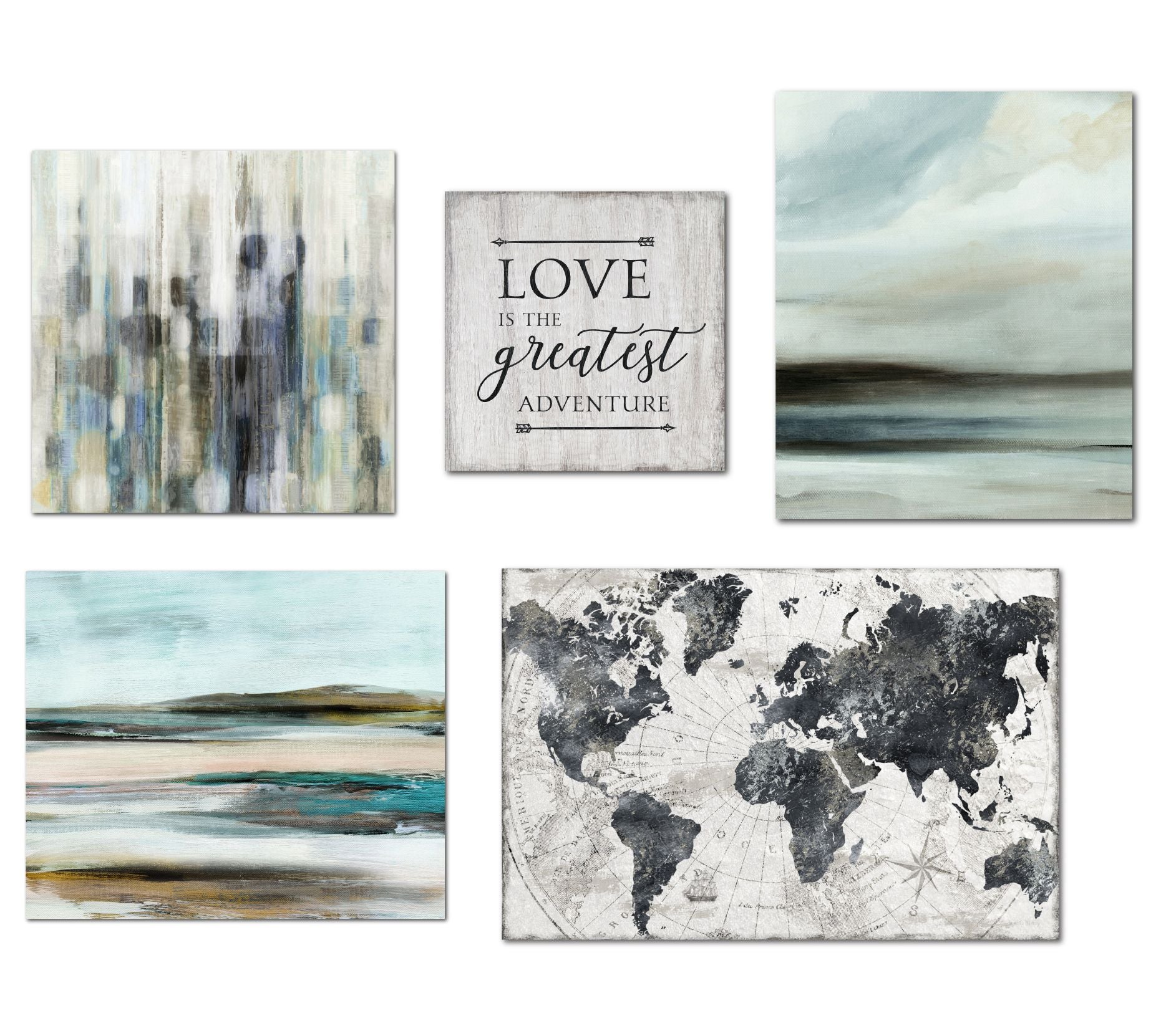 Courtside Market Gray Hues Contemporary 5-Piece Canvas Set