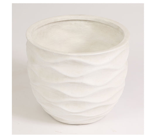 LuxenHome White Wavy 13.4" Round Planter
