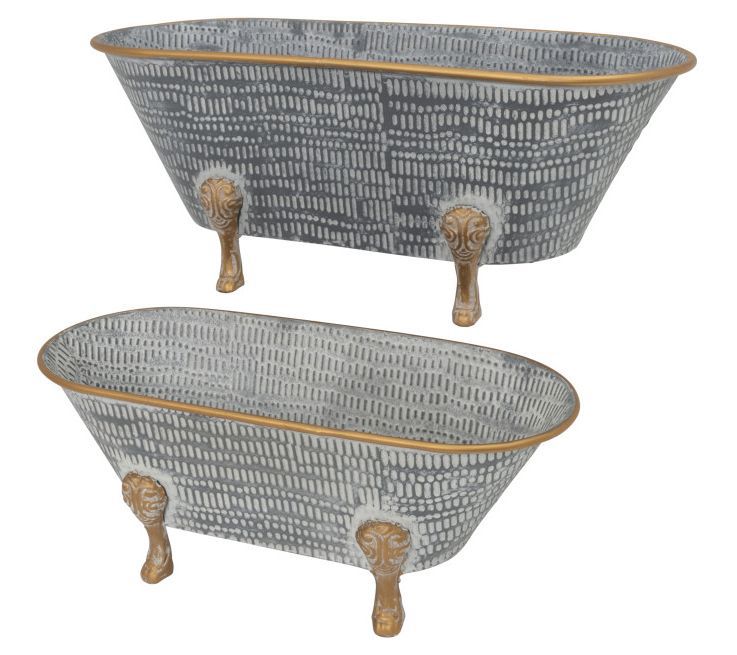 S/2 Assorted Decorative Metal Bathtubs by Gerson Co