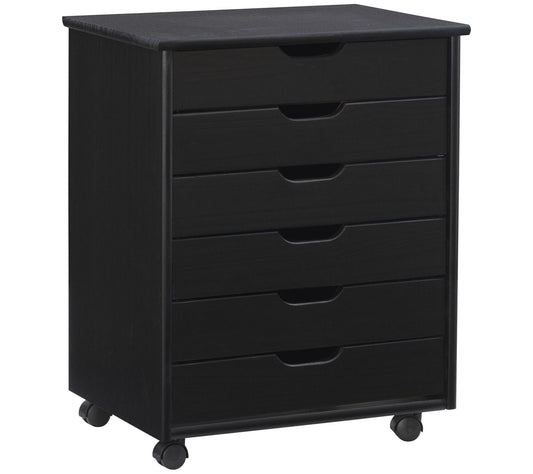 Linon Home Karla Wide 6-Drawer Rolling Cart