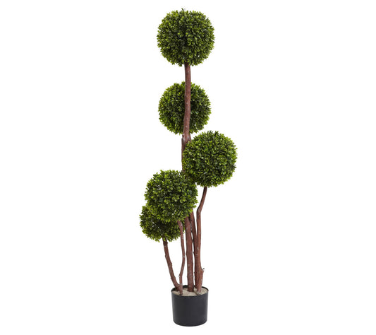 Nearly Natural 4' Boxwood Five Ball Topiary UV Resistant I/O