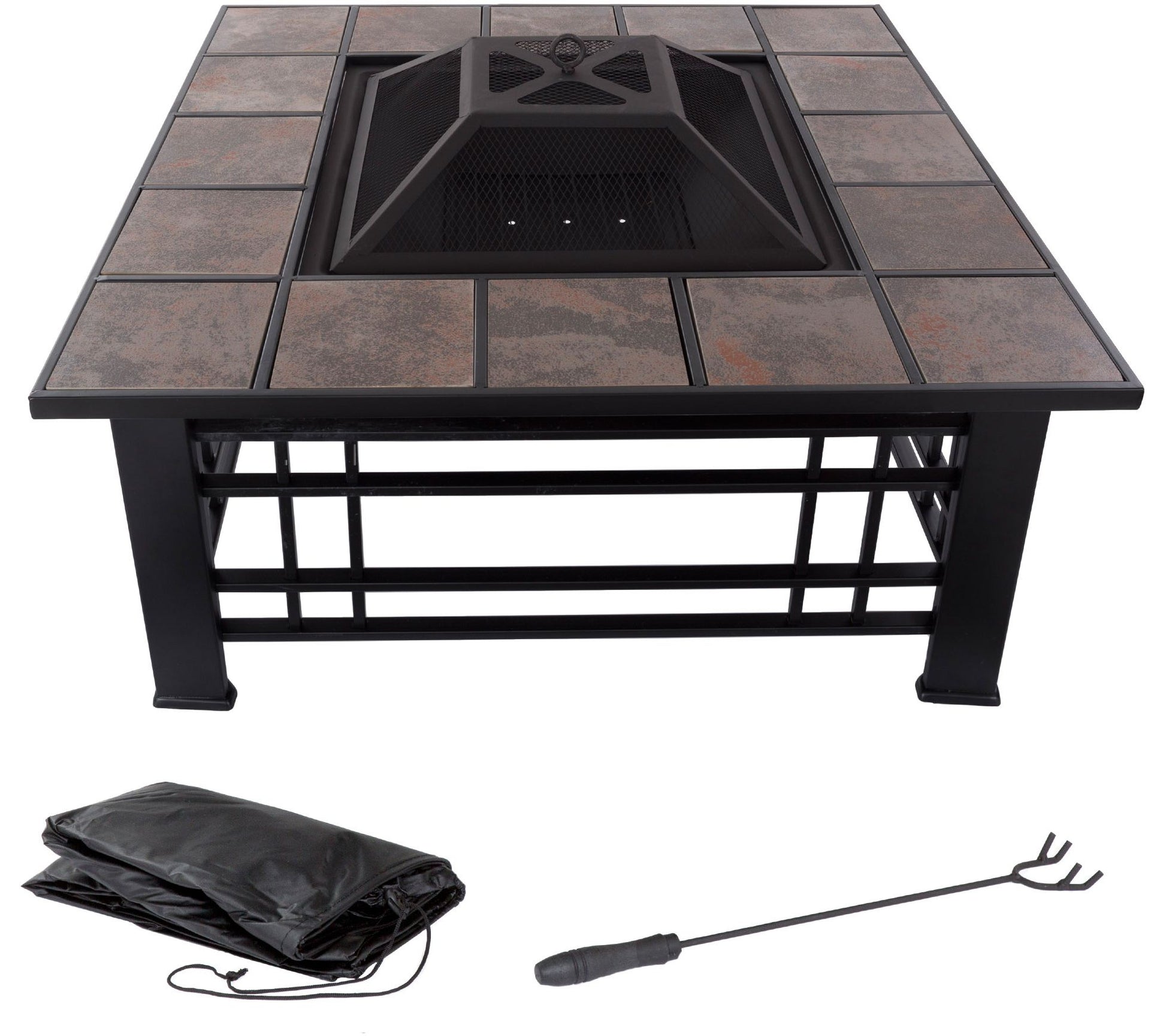 Pure Garden 32" Square Tile Fire Pit
