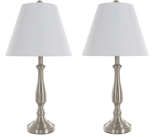 Lavish Home Table Lamps Set of 2, Brushed Steel