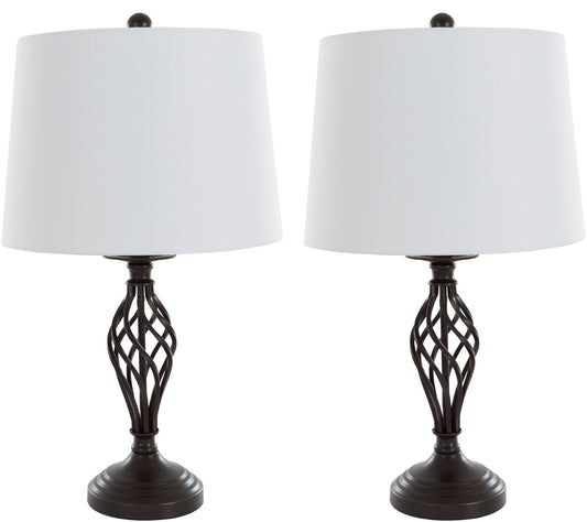 Lavish Home Table Lamps Set of 2, Spiral Cage Design
