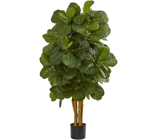 4' Fiddle Leaf Fig Tree in Black Planter by Nearly Natural