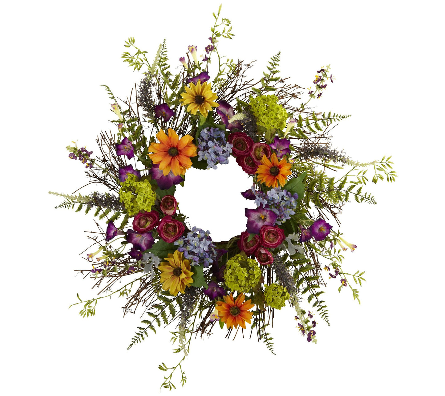 24" Spring Garden Wreath w/Twig Base by Nearlyatural