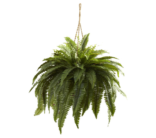 Double Giant Boston Fern Hanging Basket by Nearly Natural