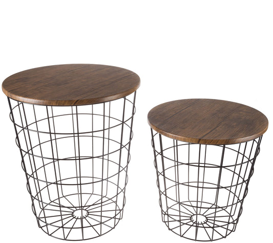 Lavish Home Nesting Black Metal and Wood AccentTable Set