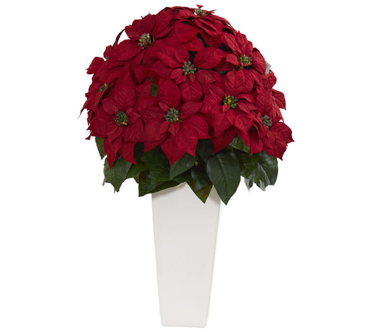 32" Poinsettia in Planter by Nearly Natural