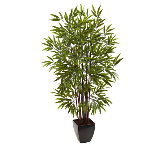 5' Bamboo Silk Tree with Planter by Nearly Natural