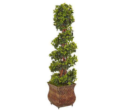 4' English Ivy Spiral Tree in Planter by NearlyNatural