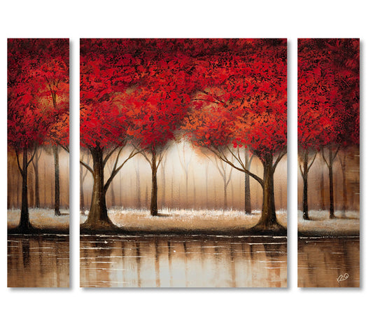Lavish Home Rio Parade of Red Trees 3-Piece Print