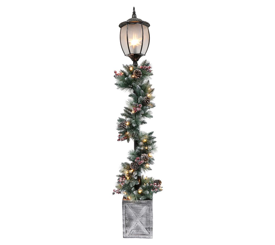 7' Lamp Post Decorated Garland 50 Clear Lightsdoor/Outdoor