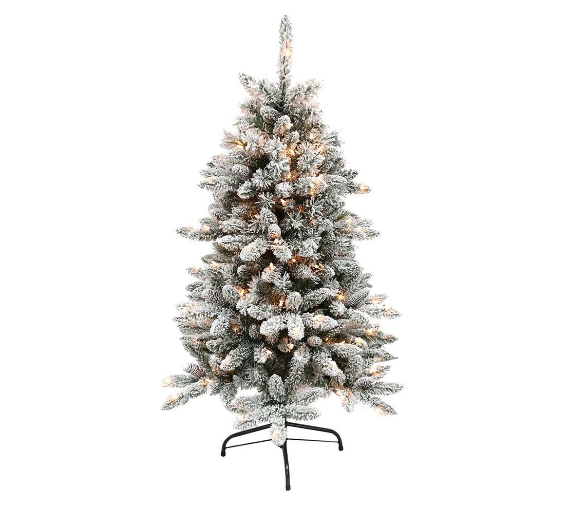 4.5' Flocked Birmingham Artificial Christmas Tree 150 Lights