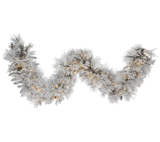 9' x 18" Flocked Alberta Garland by Vickerman