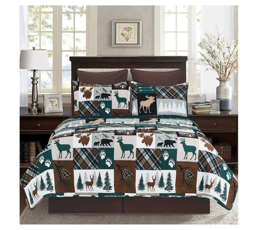 Fletcher Forest 3-Piece Cotton King Quilt Set by Valerie