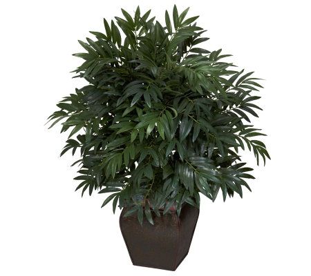 Double Bamboo Palm with Decorative Planter by Nearly Natural