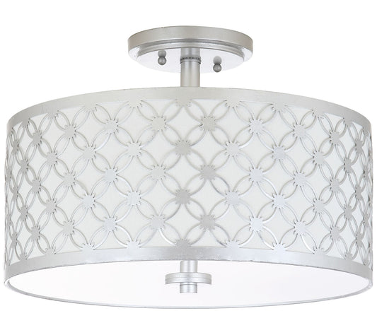 Hutch Three-Light 16" Dia Silver Flush Mount bySafavieh