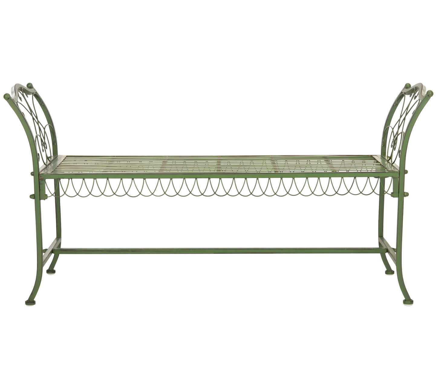 Arona Wrought Iron 51" Outdoor Garden Bench bySafavieh