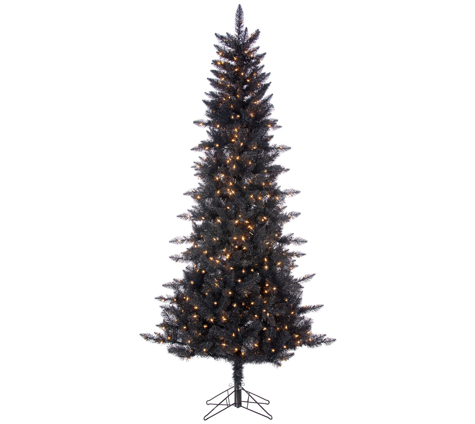 7.5' Black Tuscany Tinsel Tree w/Lights by Gerson Co.