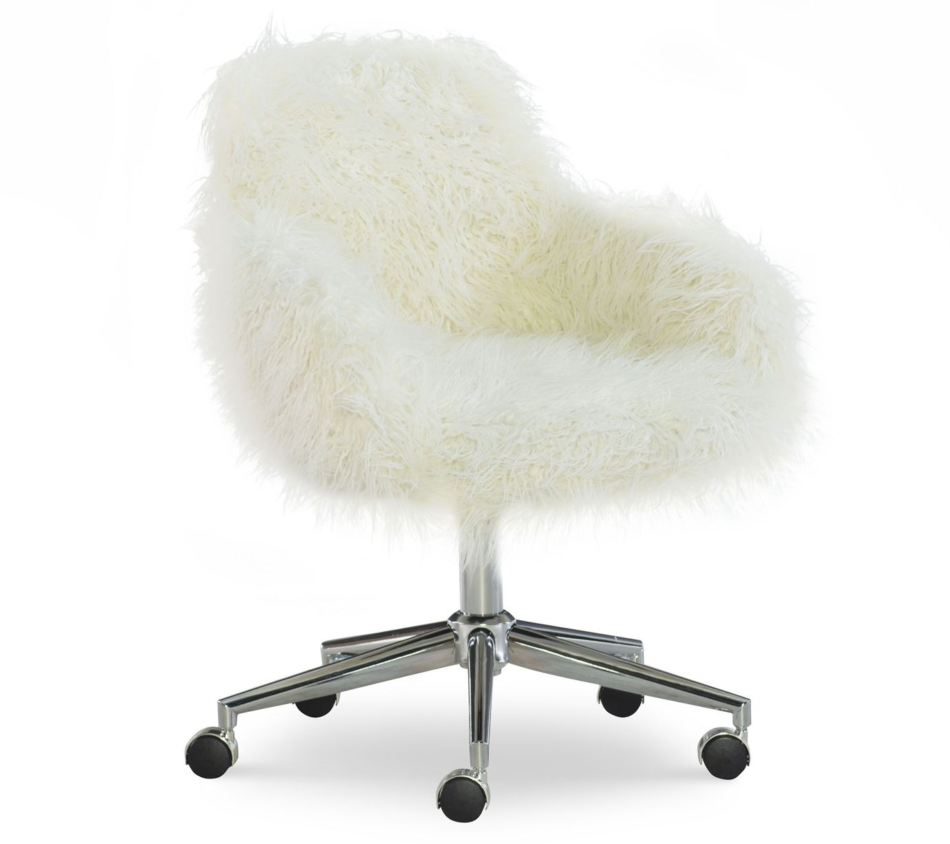 Linon Home Emerson Fur Chrome Base Office Chair