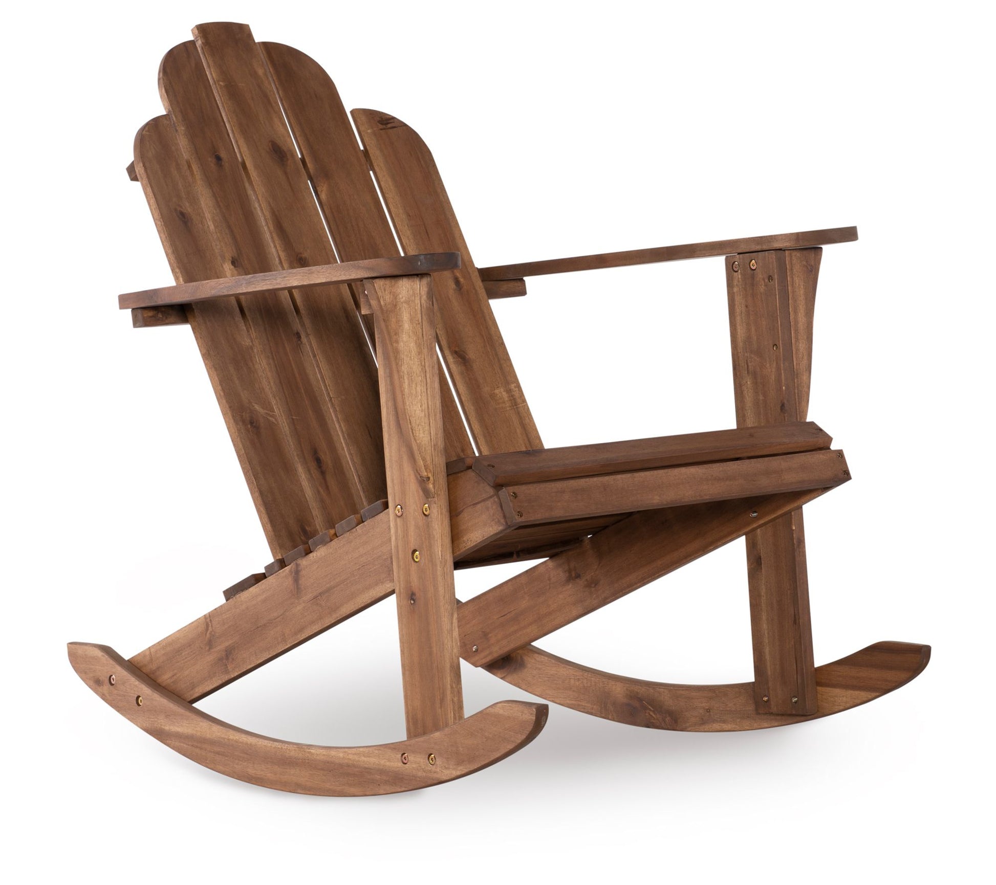 Linon Home Silas Teak Adirondack Rocker w/Arm Rest & High Back