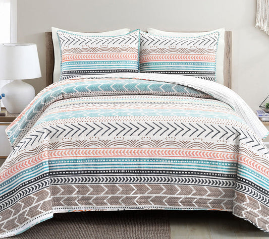 Hygge Geo 3pc Full/Queen Quilt Set by Lush Decor